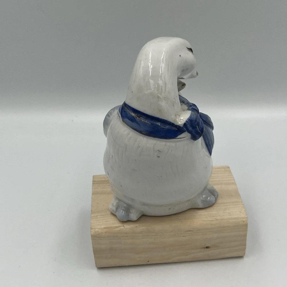 Vintage Mother Goose Porcelain Duck & Duckling Ceramic Figure Love Gold Blue